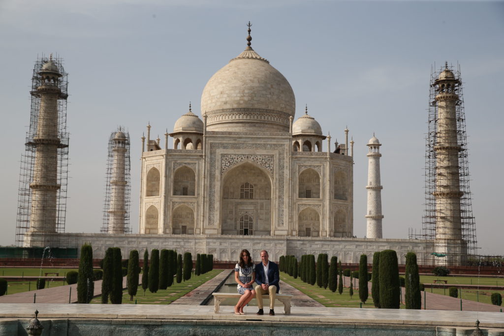 Image licensed to i-Images Picture Agency. 16/04/2016. Agra, India. The Duke and Duchess of Cambridge at the Taj Mahal in Agra on the final day of their tour of India and Bhutan. Picture by Stephen Lock / i-Images